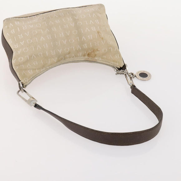 BVLGARI Hand Bag Nylon Canvas 3 Set Black Beige white Auth 181807