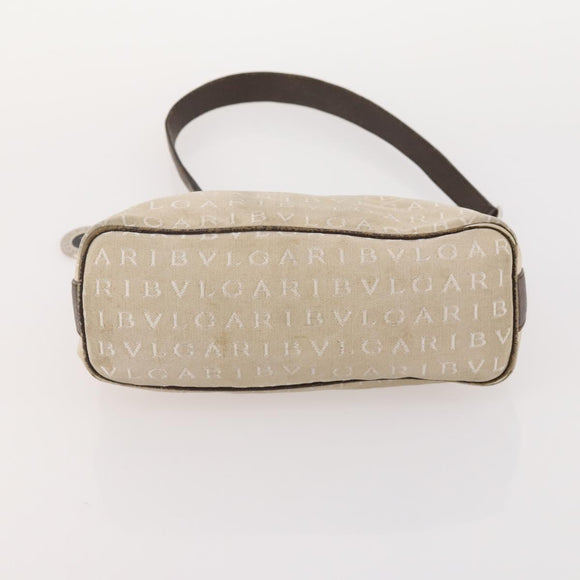 BVLGARI Hand Bag Nylon Canvas 3 Set Black Beige white Auth 181807