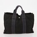 HERMES Fourre Tout Hand Bag Cotton 2 Set Black Navy Auth 181810-11