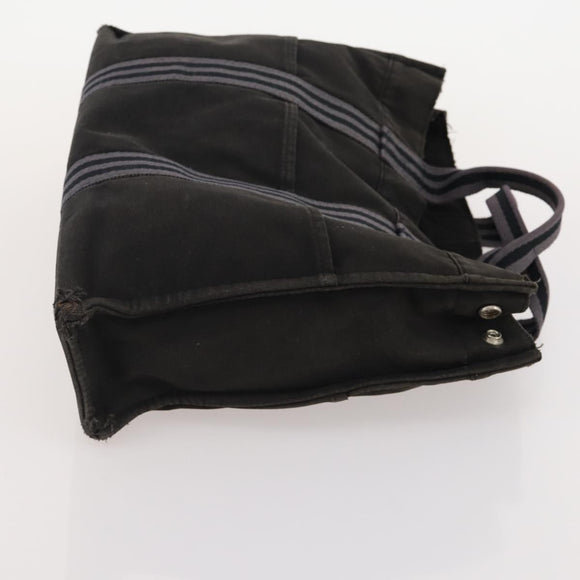 HERMES Fourre Tout Hand Bag Cotton 2 Set Black Navy Auth 181810