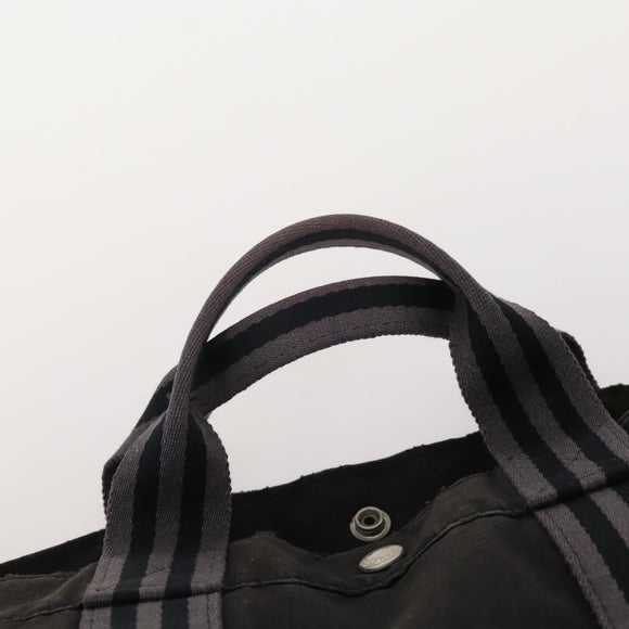 HERMES Fourre Tout Hand Bag Cotton 2 Set Black Navy Auth 181810
