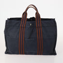 HERMES Fourre Tout Hand Bag Cotton 2 Set Black Navy Auth 181810-3