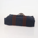 HERMES Fourre Tout Hand Bag Cotton 2 Set Black Navy Auth 181810-7