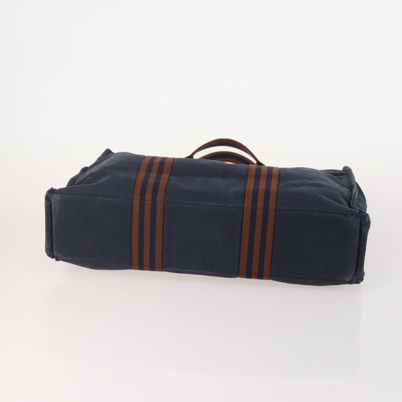 HERMES Fourre Tout Hand Bag Cotton 2 Set Black Navy Auth 181810