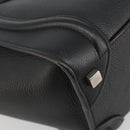 CELINE Luggage Micro Shopper Hand Bag Leather Black Silver Auth 181819SAM-16