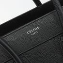 CELINE Luggage Micro Shopper Hand Bag Leather Black Silver Auth 181819SAM-17