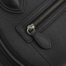 CELINE Luggage Micro Shopper Hand Bag Leather Black Silver Auth 181819SAM-18