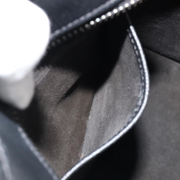 CELINE Luggage Micro Shopper Hand Bag Leather Black Silver Auth 181819SAM