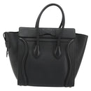 CELINE Luggage Micro Shopper Hand Bag Leather Black Silver Auth 181819SAM-2