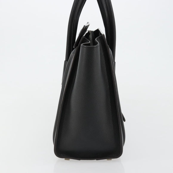 CELINE Luggage Micro Shopper Hand Bag Leather Black Silver Auth 181819SAM