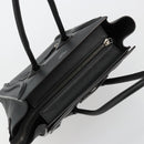 CELINE Luggage Micro Shopper Hand Bag Leather Black Silver Auth 181819SAM-6
