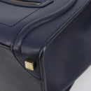 CELINE Luggage Micro Shopper Hand Bag Leather Navy Gold Auth 181820M-9
