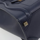 CELINE Luggage Micro Shopper Hand Bag Leather Navy Gold Auth 181820M-14