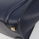 CELINE Luggage Micro Shopper Hand Bag Leather Navy Gold Auth 181820M-15