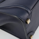 CELINE Luggage Micro Shopper Hand Bag Leather Navy Gold Auth 181820M-16