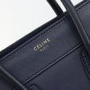 CELINE Luggage Micro Shopper Hand Bag Leather Navy Gold Auth 181820M-17