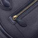 CELINE Luggage Micro Shopper Hand Bag Leather Navy Gold Auth 181820M-18