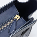 CELINE Luggage Micro Shopper Hand Bag Leather Navy Gold Auth 181820M-19