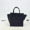 CELINE Luggage Micro Shopper Hand Bag Leather Navy Gold Auth 181820M-12
