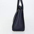 CELINE Luggage Micro Shopper Hand Bag Leather Navy Gold Auth 181820M-4