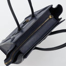 CELINE Luggage Micro Shopper Hand Bag Leather Navy Gold Auth 181820M-6
