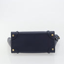 CELINE Luggage Micro Shopper Hand Bag Leather Navy Gold Auth 181820M-5
