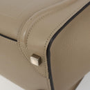 CELINE Luggage Micro Shopper Hand Bag Leather Beige Silver Auth 181821M-9