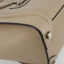 CELINE Luggage Micro Shopper Hand Bag Leather Beige Silver Auth 181821M-14