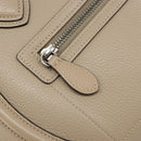 CELINE Luggage Micro Shopper Hand Bag Leather Beige Silver Auth 181821M-18