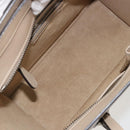 CELINE Luggage Micro Shopper Hand Bag Leather Beige Silver Auth 181821M-10