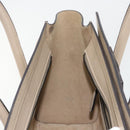 CELINE Luggage Micro Shopper Hand Bag Leather Beige Silver Auth 181821M-21