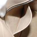 CELINE Luggage Micro Shopper Hand Bag Leather Beige Silver Auth 181821M-24