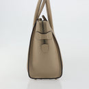 CELINE Luggage Micro Shopper Hand Bag Leather Beige Silver Auth 181821M-4