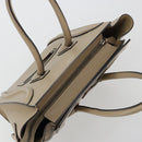 CELINE Luggage Micro Shopper Hand Bag Leather Beige Silver Auth 181821M-6