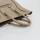 CELINE Luggage Micro Shopper Hand Bag Leather Beige Silver Auth 181821M-7