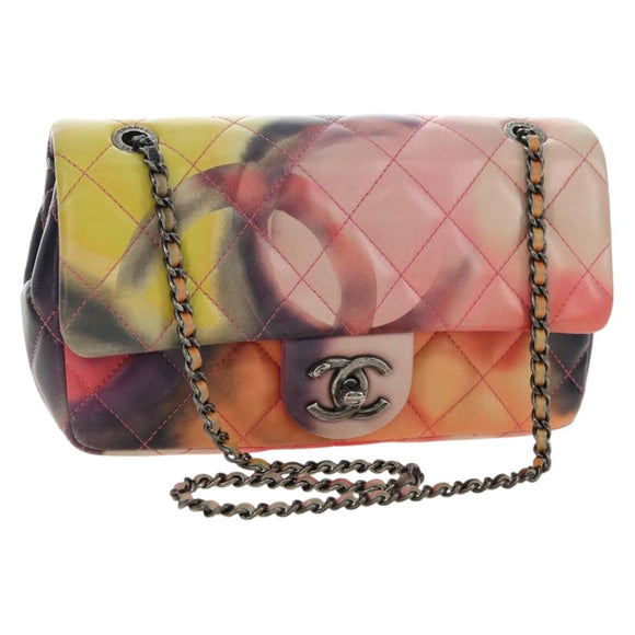 CHANEL Matelasse 22 Chain Shoulder Bag Lamb Skin Multicolor CC Auth 181824SM