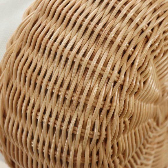 PRADA Hand Bag Rattan 2way White Gold Auth 181826SM
