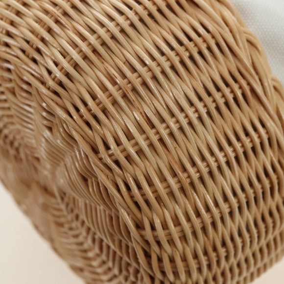 PRADA Hand Bag Rattan 2way White Gold Auth 181826SM