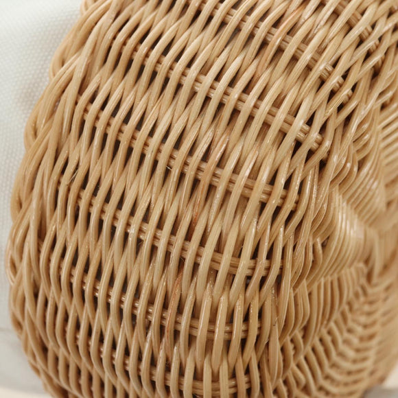 PRADA Hand Bag Rattan 2way White Gold Auth 181826SM