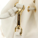 PRADA Hand Bag Rattan 2way White Gold Auth 181826SM-22
