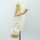 PRADA Hand Bag Rattan 2way White Gold Auth 181826SM-28