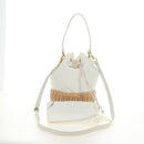 PRADA Hand Bag Rattan 2way White Gold Auth 181826SM-12