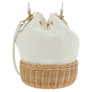 PRADA Hand Bag Rattan 2way White Gold Auth 181826SM-2