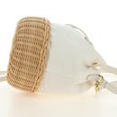 PRADA Hand Bag Rattan 2way White Gold Auth 181826SM-4