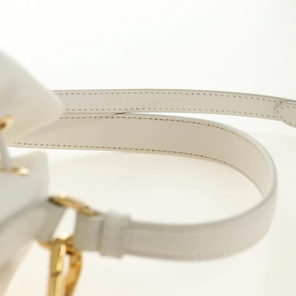 PRADA Hand Bag Rattan 2way White Gold Auth 181826SM