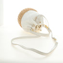 PRADA Hand Bag Rattan 2way White Gold Auth 181826SM-8
