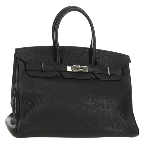 HERMES Birkin 35 Handtas Taurillon Leder Zwart Zilver Auth 181827SM