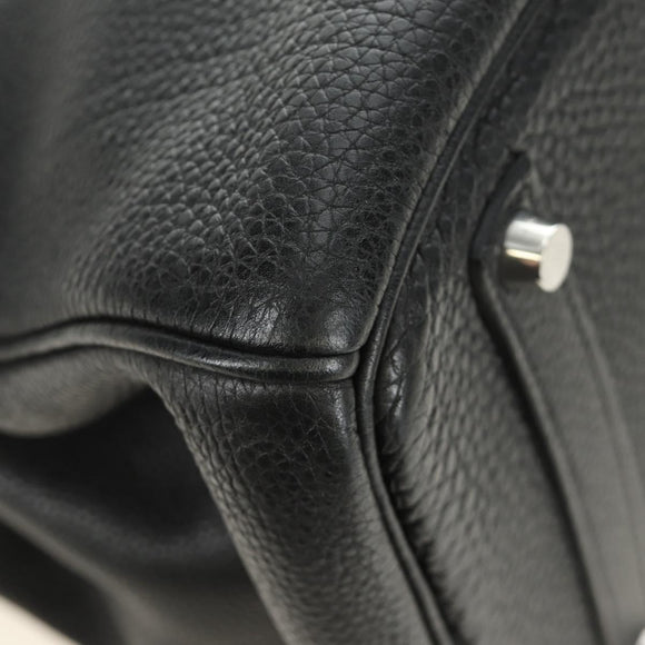 HERMES Birkin 35 Handtas Taurillon Leder Zwart Zilver Auth 181827SM