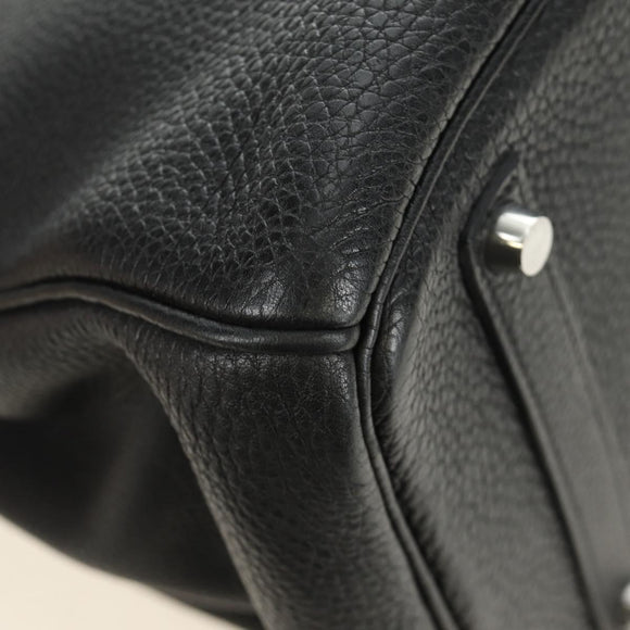 HERMES Birkin 35 Handtas Taurillon Leder Zwart Zilver Auth 181827SM