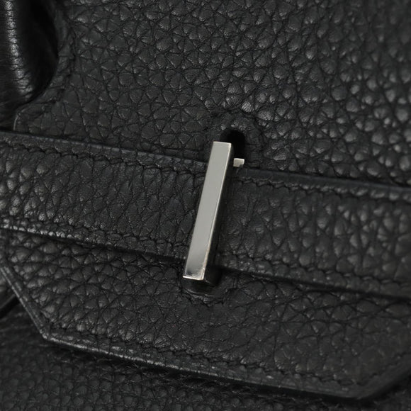 HERMES Birkin 35 Handtas Taurillon Leder Zwart Zilver Auth 181827SM